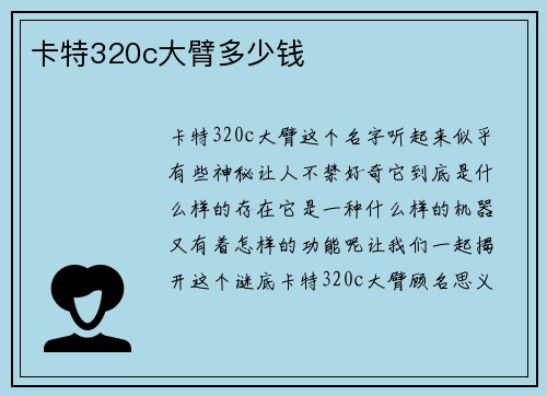 卡特320c大臂多少钱